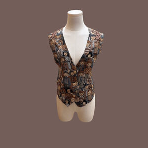 FACETS Tapestry Vest | Woven “Children of the World” | Size M | Vintage